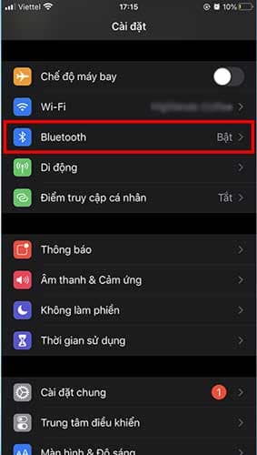Sử dụng iPhone của bạn và truy cập vào Cài đặt chọn Bluetooth
