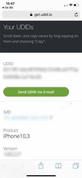 UDID của thiết bị iOS