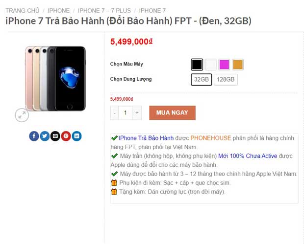 Giá iPhone 7 Trả bảo hành tại Shop iPhonetrabaohanh