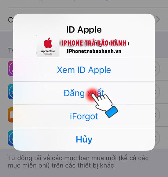Đăng xuất rồi đăng nhập lại ID Apple