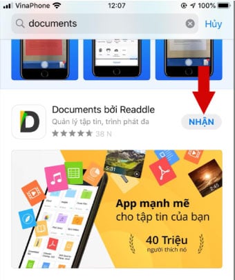 Mở ứng dụng Documents